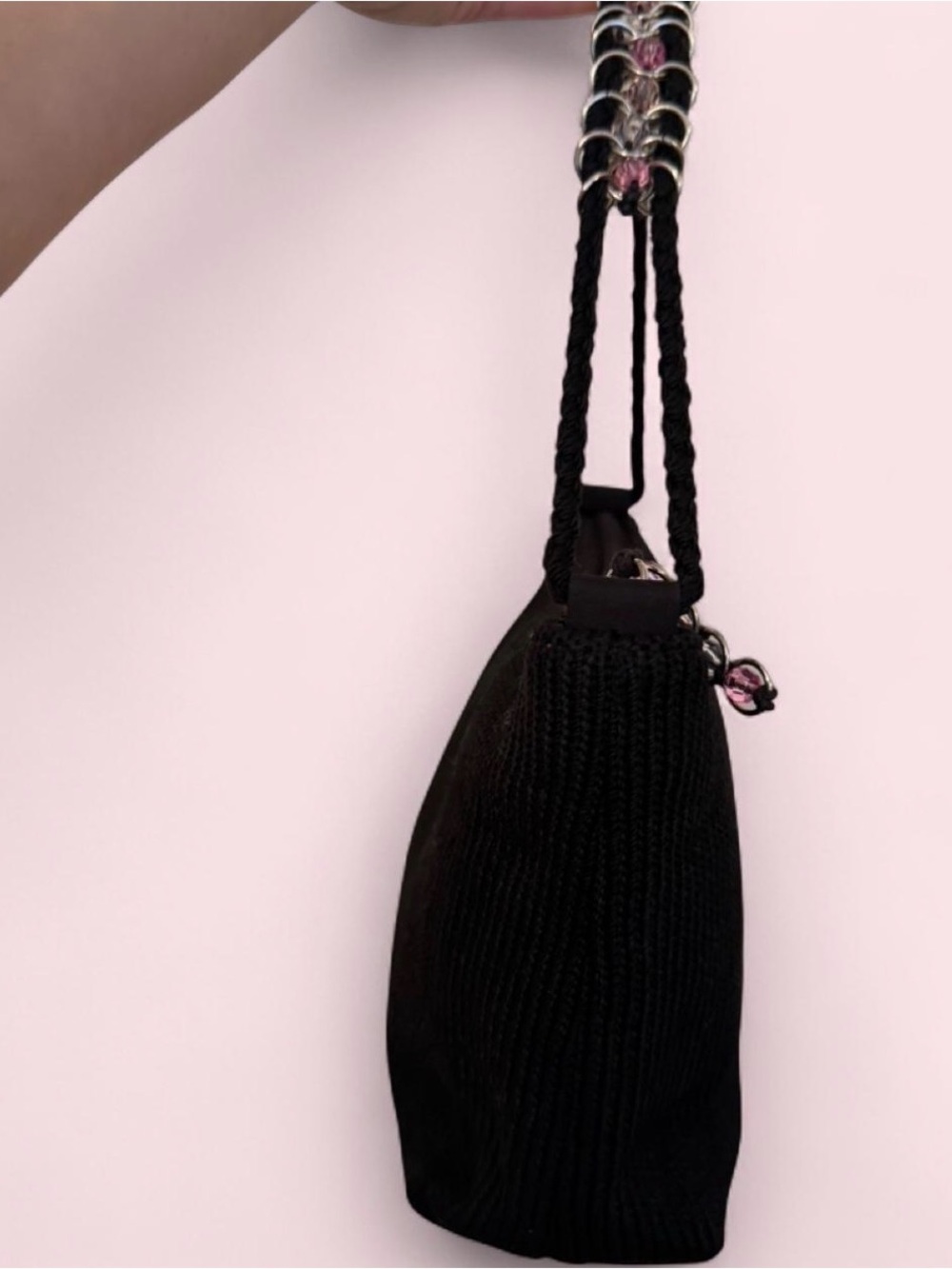 The Sak Black Knit Bag with Beaded Chain Detail - Picture 9 of 11
